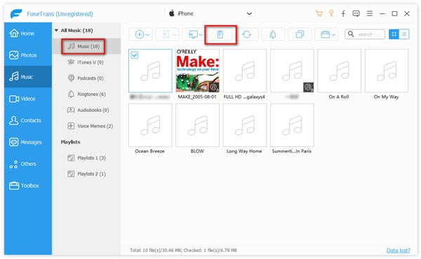 Cómo eliminar canciones de iPhone con FoneTrans