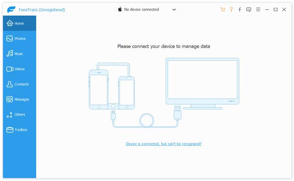 Interfaz del software de sincronización de iPad