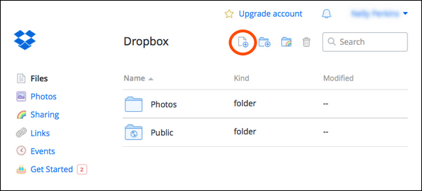 Dropbox Subir foto