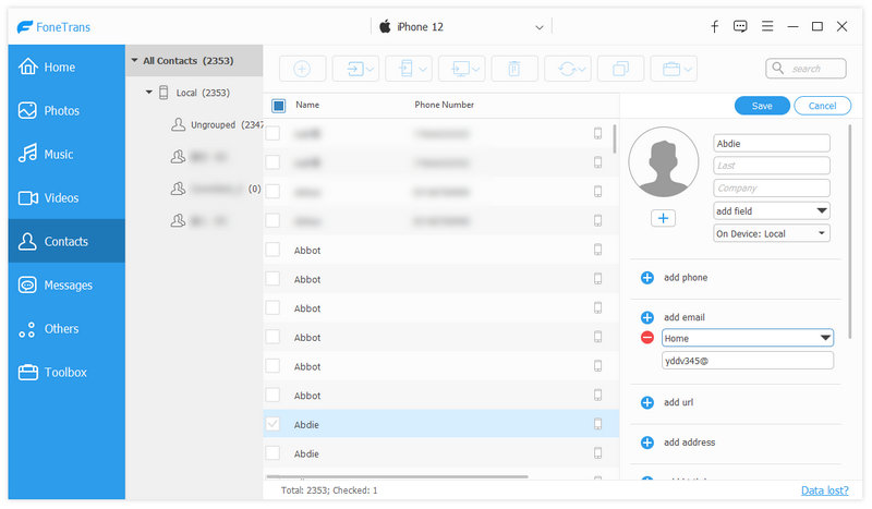 Administrar datos de iOS