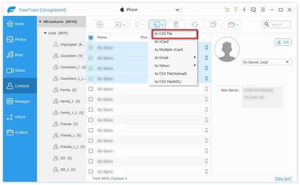 Exportar contactos a csv