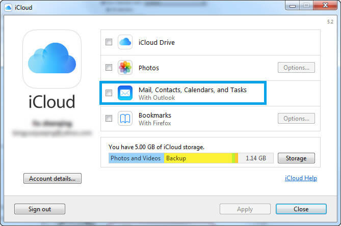 Transferir contactos de Outlook a través de iCloud