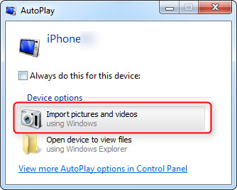 Importar fotos desde el iPhone a la PC directamente en Windows 7