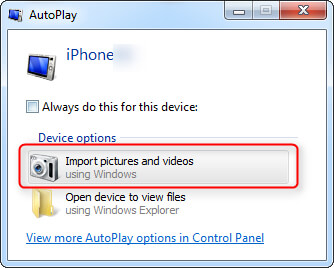 Importar fotos desde iPhone a PC para Windows 7