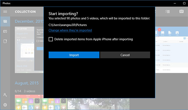 Importar fotos desde el iPod a la computadora para Windows 10