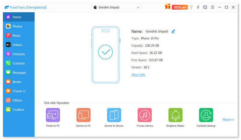 Interfaz de transferencia de iOS