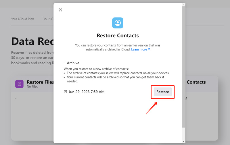 Recupere los contactos en el iPhone usando la recuperación de datos de iCloud