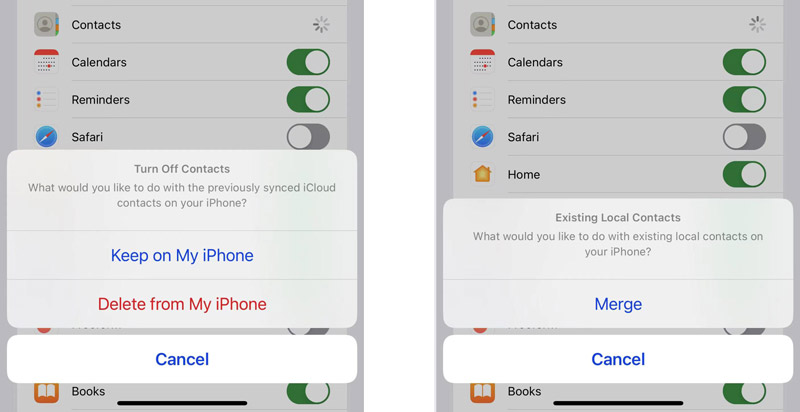 Restaurar contactos en iPhone desde iCloud Merge