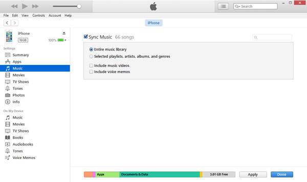 Sincroniza toda la biblioteca de música de iTunes para eliminar canciones del iPhone