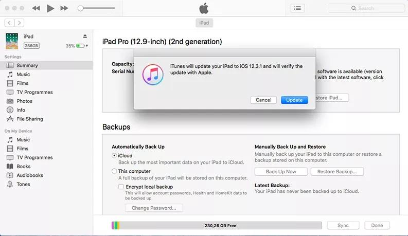 Rebajar iOS con iTunes