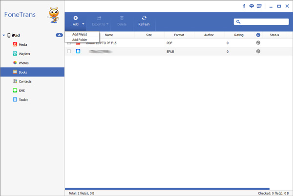 Agregar ePub PDF a FoneTrans
