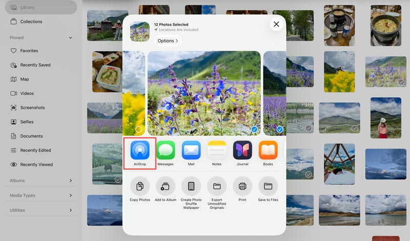 Transferencia de archivos mediante AirDrop desde iPad a Mac