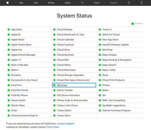 Estado del sistema de Apple
