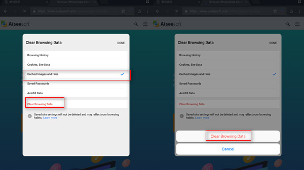 Borrar caché de Chrome en iPad