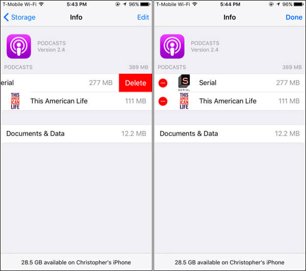 Eliminar podcasts de iPhone