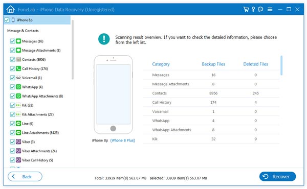 Escanear registro de llamadas de iPhone