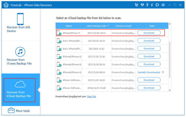 Descargar copia de seguridad de iCloud a la computadora