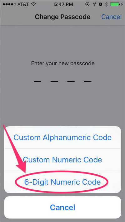 Ingrese el nuevo código de acceso del iPhone