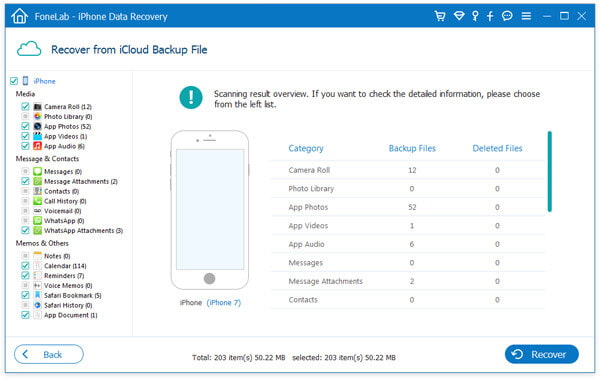 Seleccione los archivos de iCloud