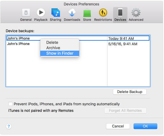 Compruebe la copia de seguridad del iPhone en iTunes
