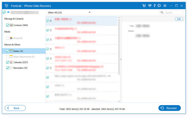 Fonelab Recuperar datos perdidos de iCloud Backup