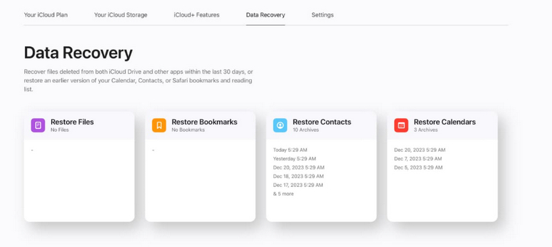 Recuperación de datos de iCloud