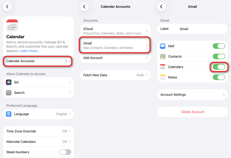 Recuperar calendario eliminado en la configuración del iPhone