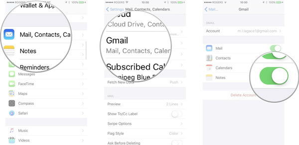 Sincronización de iPhone Note a través de Gmail