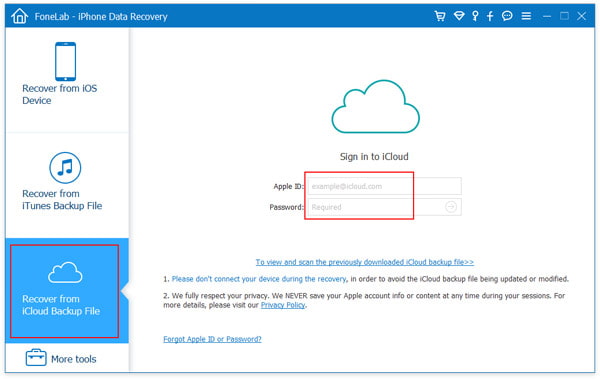 Recuperarse del archivo de copia de seguridad de iCloud