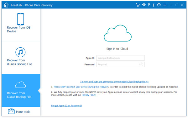 Inicie sesión en iCloud para restaurar contactos