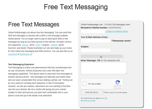 Mensaje de texto en línea