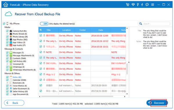 Recuperar notas de iCloud