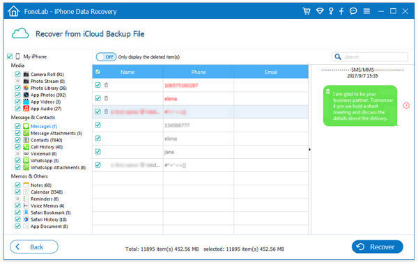 Restaurar SMS desde la copia de seguridad de iCloud