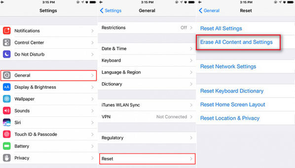 Restablecer todos los contenidos de configuración en iPhone