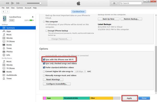Cómo hacer una copia de seguridad del iPhone en iTunes a través de Wi-Fi