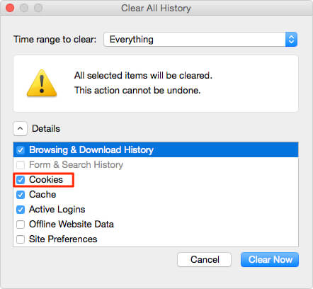 Cómo eliminar las cookies en Mac en Firefox