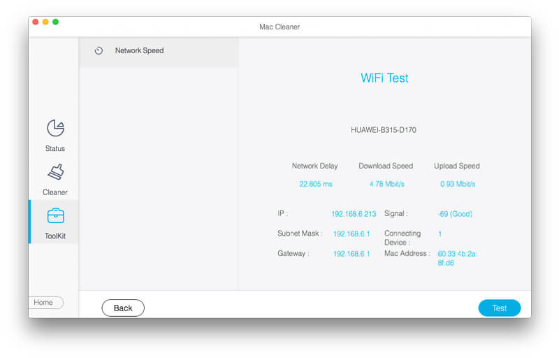 Resultado de la prueba wifi