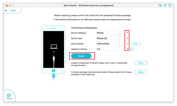 Reparar el sistema iOS