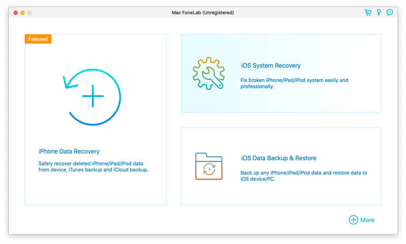 Seleccione la interfaz de recuperación del sistema iOS