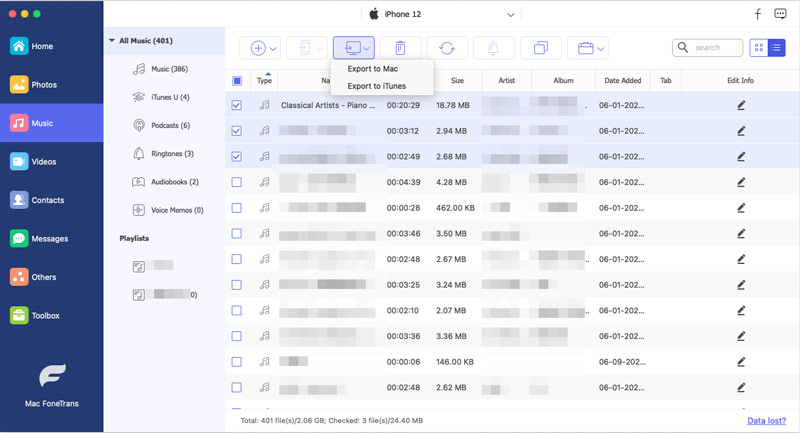 Copia de seguridad de música de iPhone a Mac