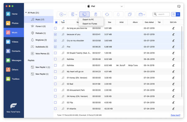Transfiere música del iPad a Mac