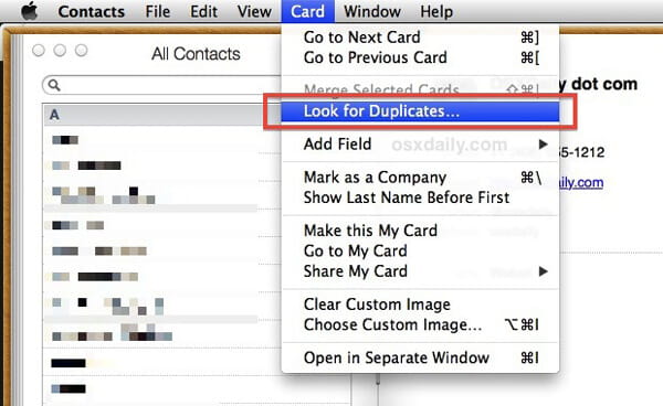 Busque contactos duplicados de iPhone en Mac