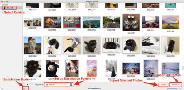 Importar fotos desde iPhone a Mac a través de Image Capture
