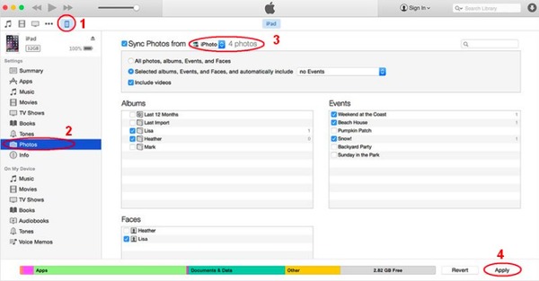 Transfiere fotos del iPad a Mac con iTunes