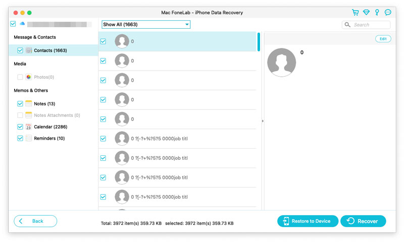 Fonelab Recuperar datos perdidos de iCloud Backup