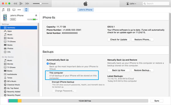 Sincronizar iPhone con Mac a través de iTunes