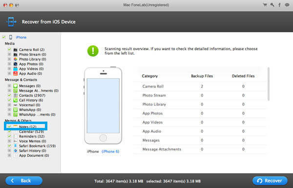 Escanear archivos de iPhone