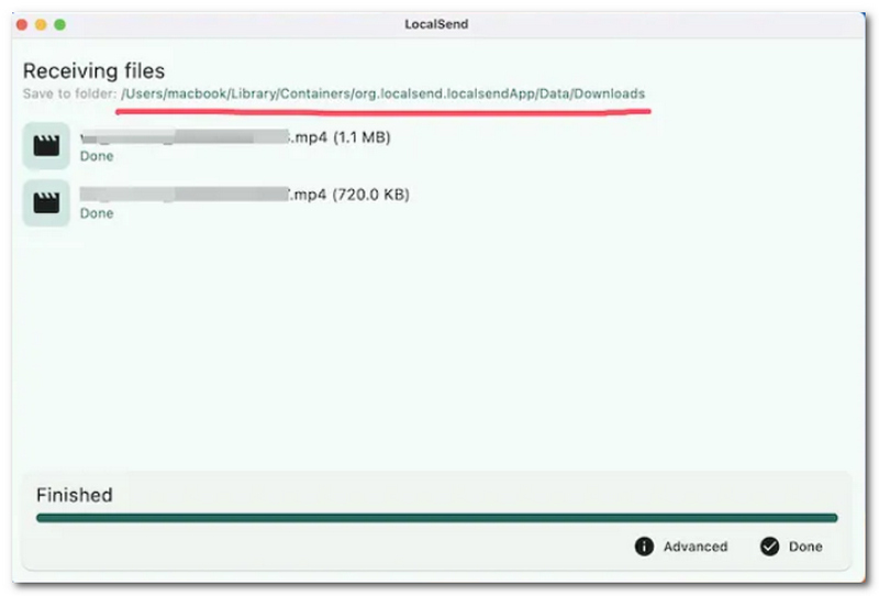 Aceptar los archivos