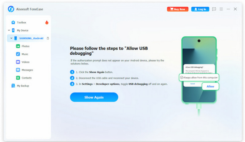 Permitir la depuración USB