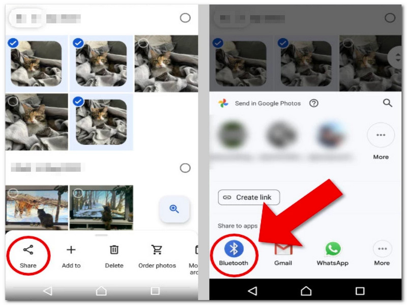Elige Bluetooth para compartir
